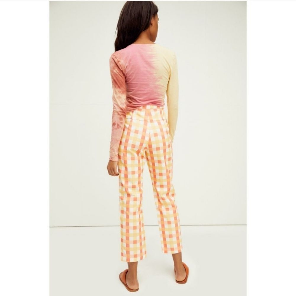NWT Free People Women’s She's All That Plaid Crop High Waist Pants in Multi Comb - Picture 5 of 16